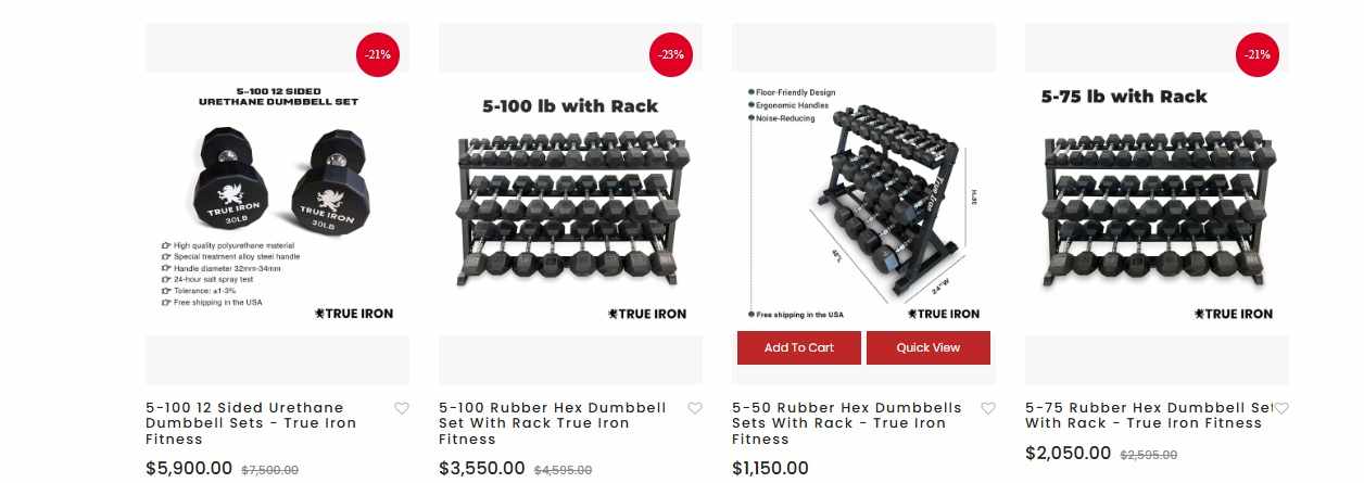 Buy Urethane Dumbbell Set 5-100 for Commercial Gym