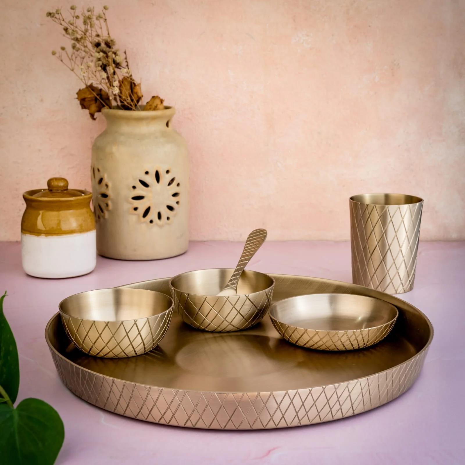 Kansa Thali Set for Dining Experience and Well Being