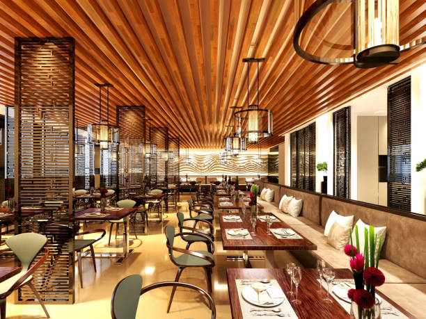 3D render of cafetaria and restaurant