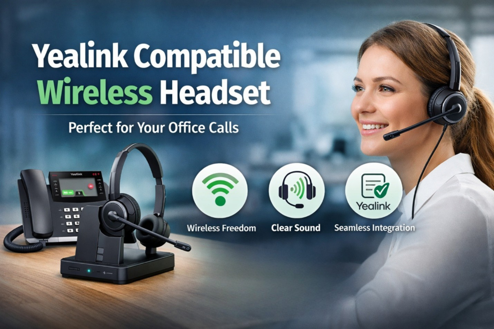 Why A Yealink Compatible Wireless Headset Makes Office Calls Easier?
