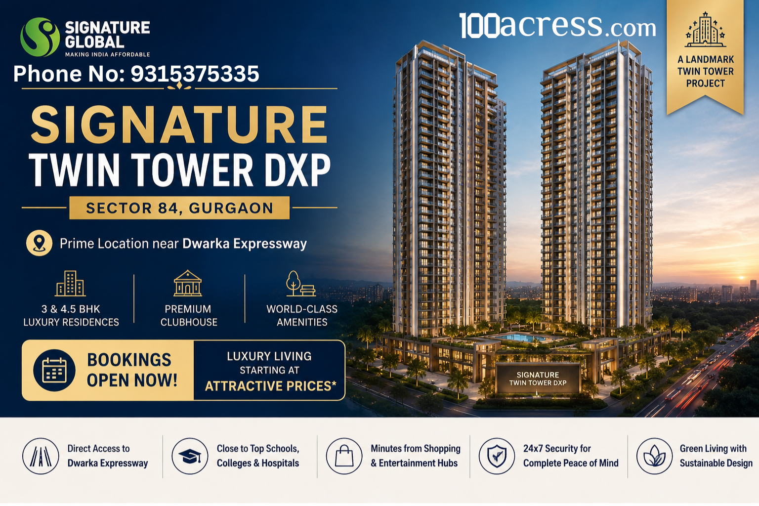 Signature Twin Tower DXP Gurgaon: Ultra-Luxury Homes Near Dwarka Expressway You Can’t Miss
