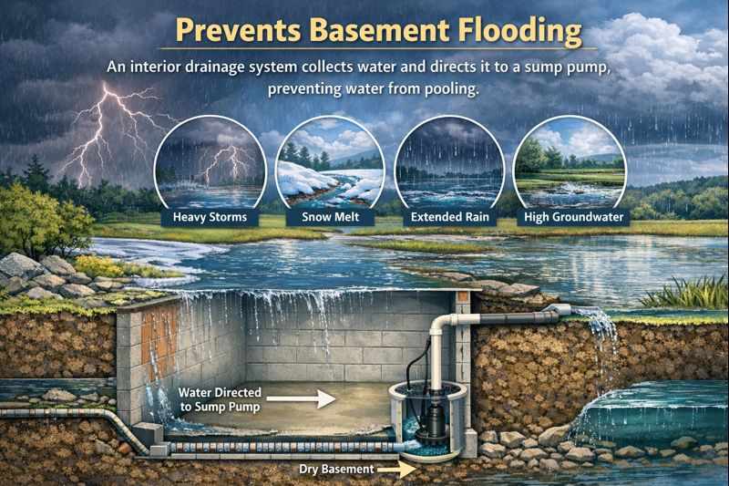 6 Benefits of Installing an Interior Basement Drainage System