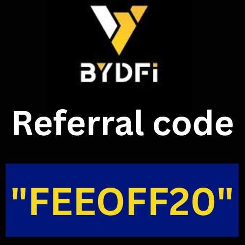 BYDFi Referral code "FEEOFF20" Get 20% Off On Trading Fees