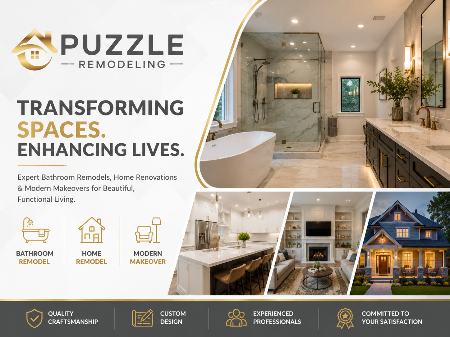 Puzzle Remodeling | Elegant Bathroom Remodel Seattle