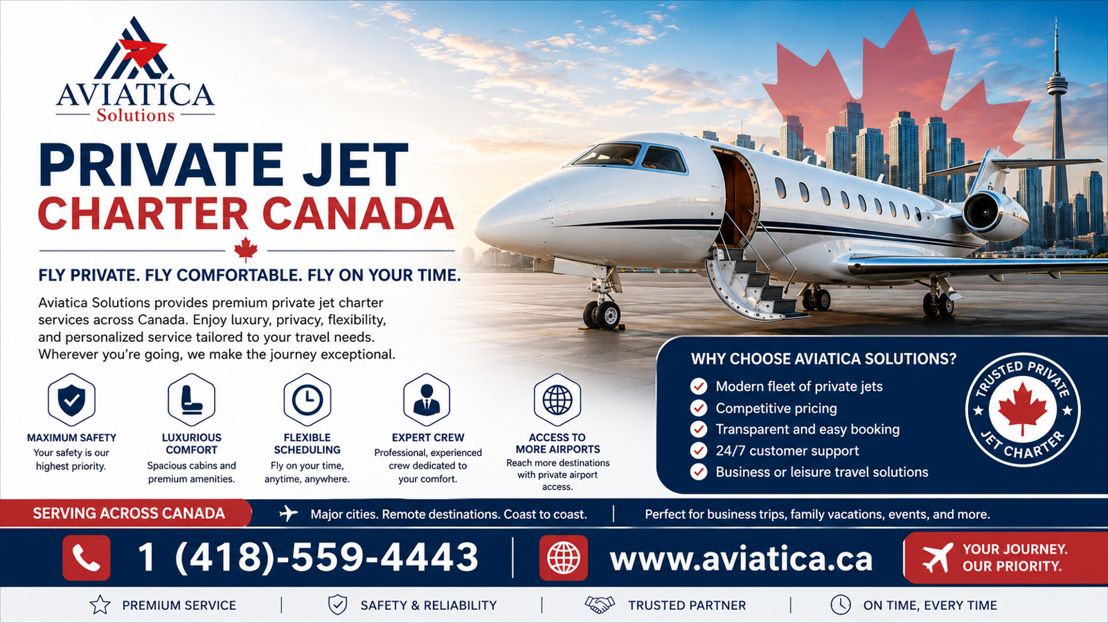 Private Jet Charter Canada – Safe, Fast & Customized Luxury Flight Solutions