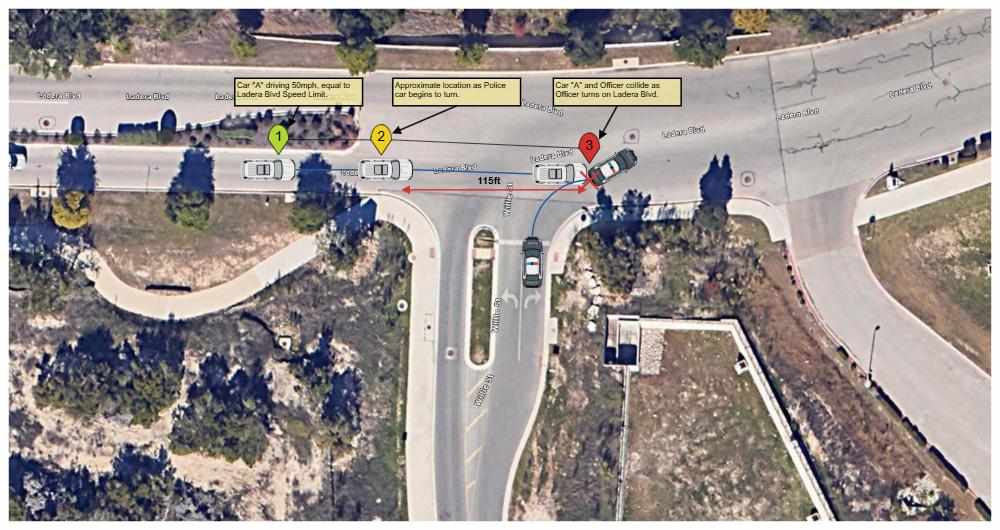 Accident Reconstruction with Google Map - Ladera Blvd