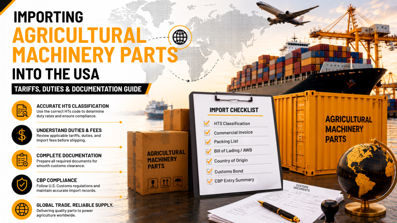 Importing Agricultural Machinery Parts into the USA: Tariffs, Duties & Documentation Guide