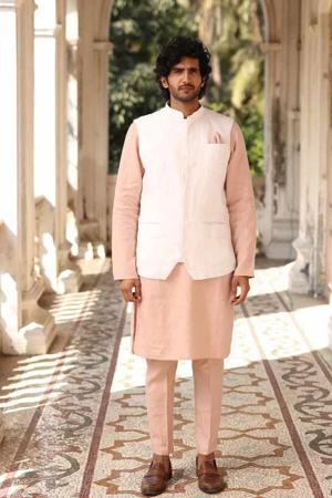 Buy Linen Kurta Pajama Jacket Set for Men Online at ChiLinen – Chi Linen