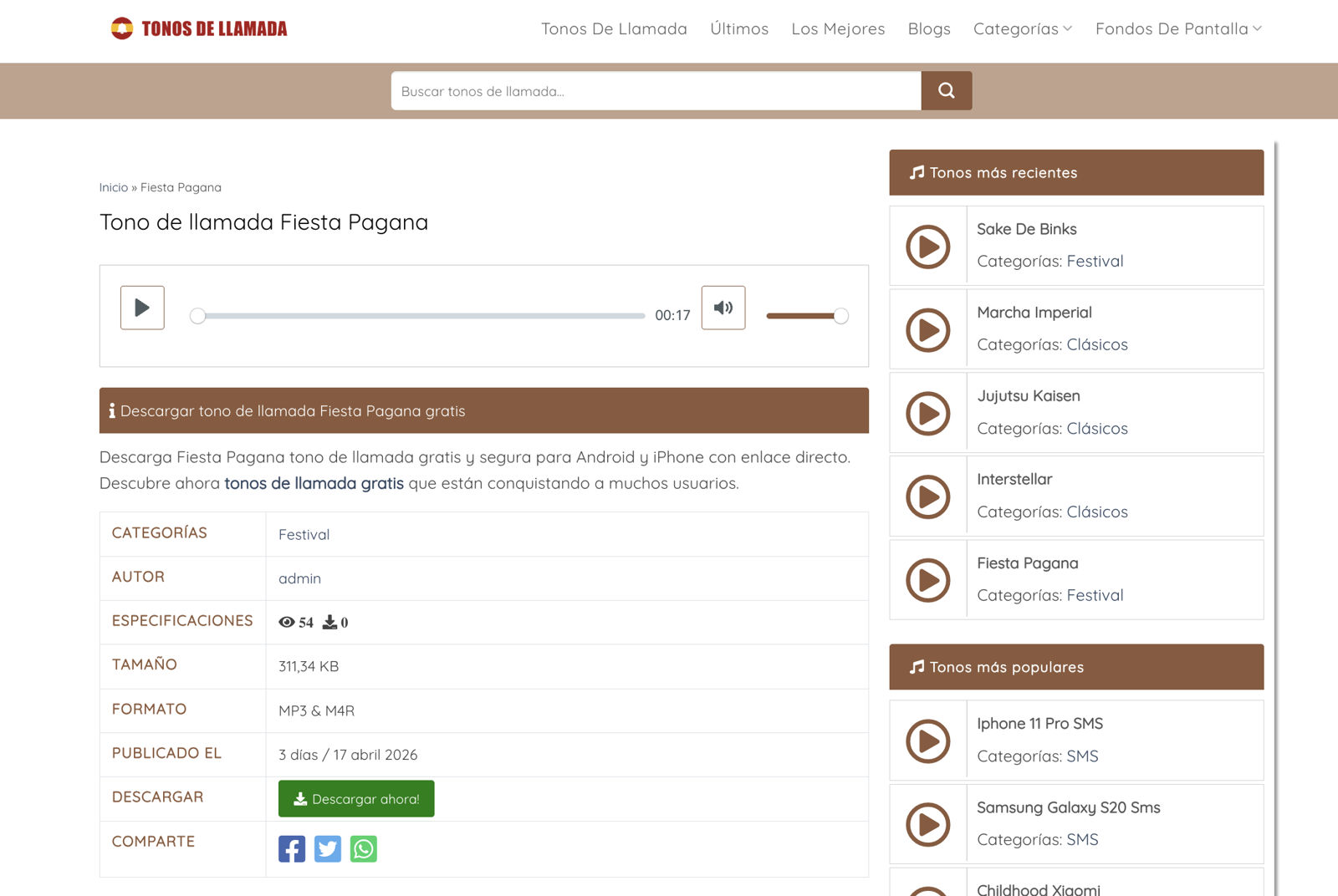 Descarga trending fiesta pagana tono de llamada