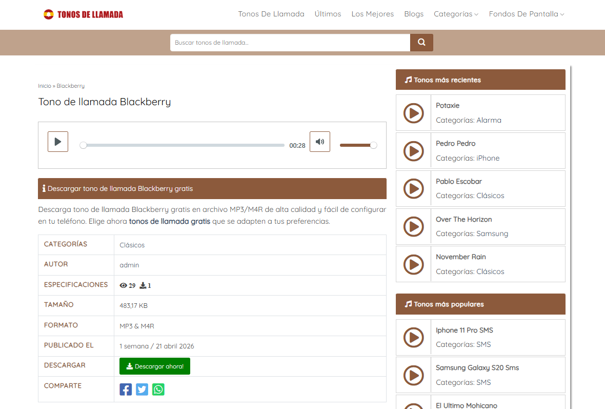 Tono De Llamada Blackberry Listo Para Descargar