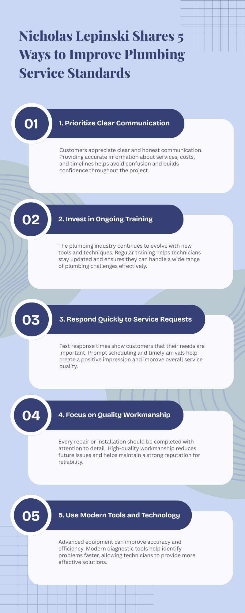 Nicholas Lepinski Shares 5 Ways to Improve Plumbing Service Standards