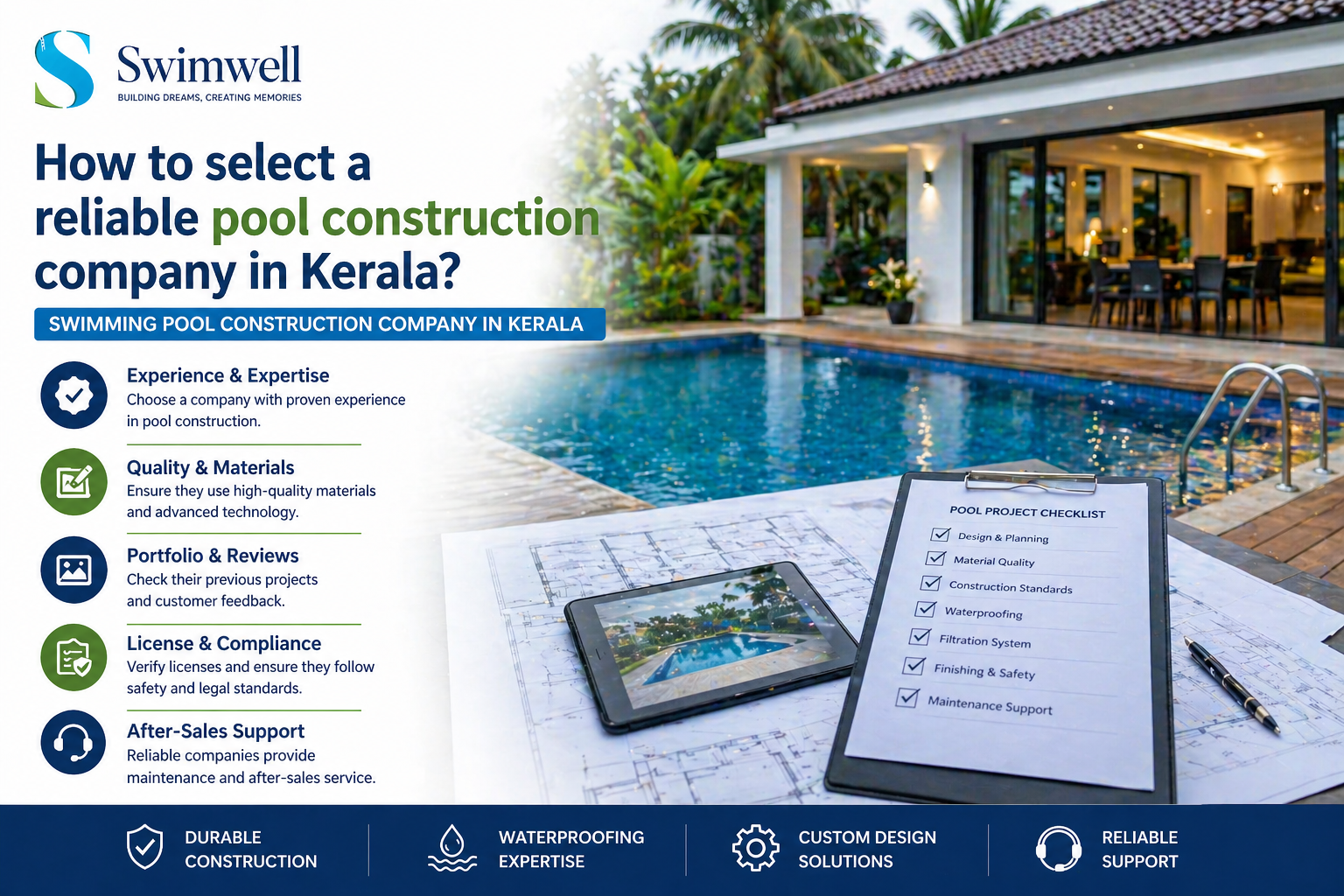 How to select a reliable pool construction company in Kerala?