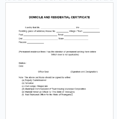 Domicile and Residential Certificate .pdf