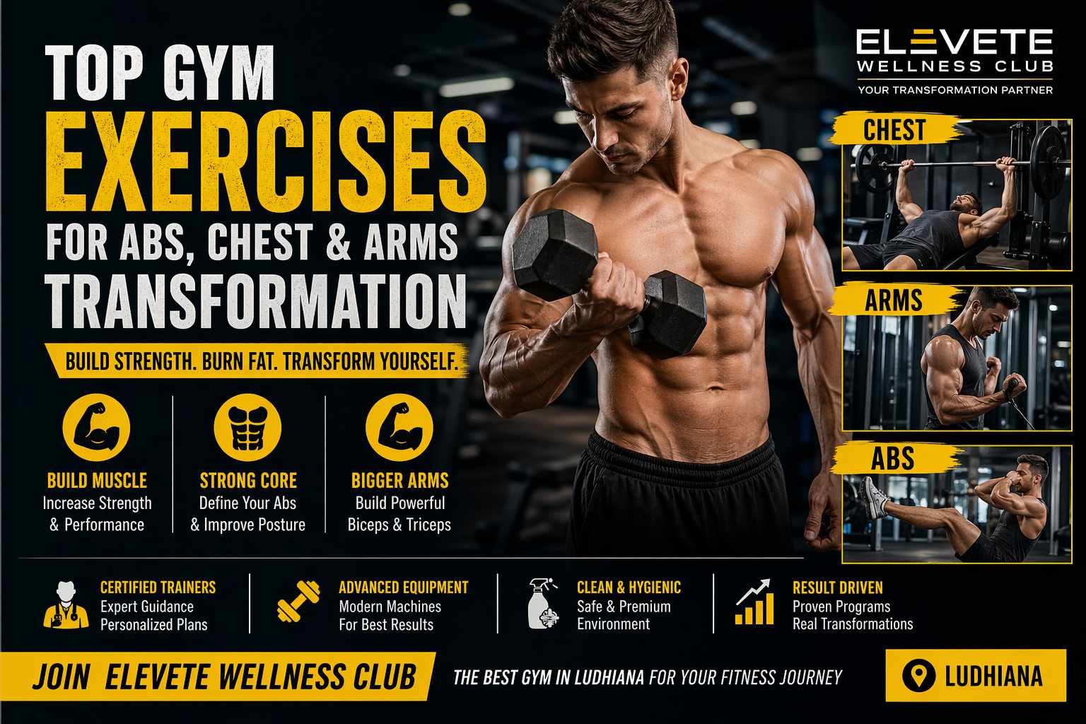 Top Gym Exercises for Abs, Chest & Arms Transformation — Elevate Wellness Club