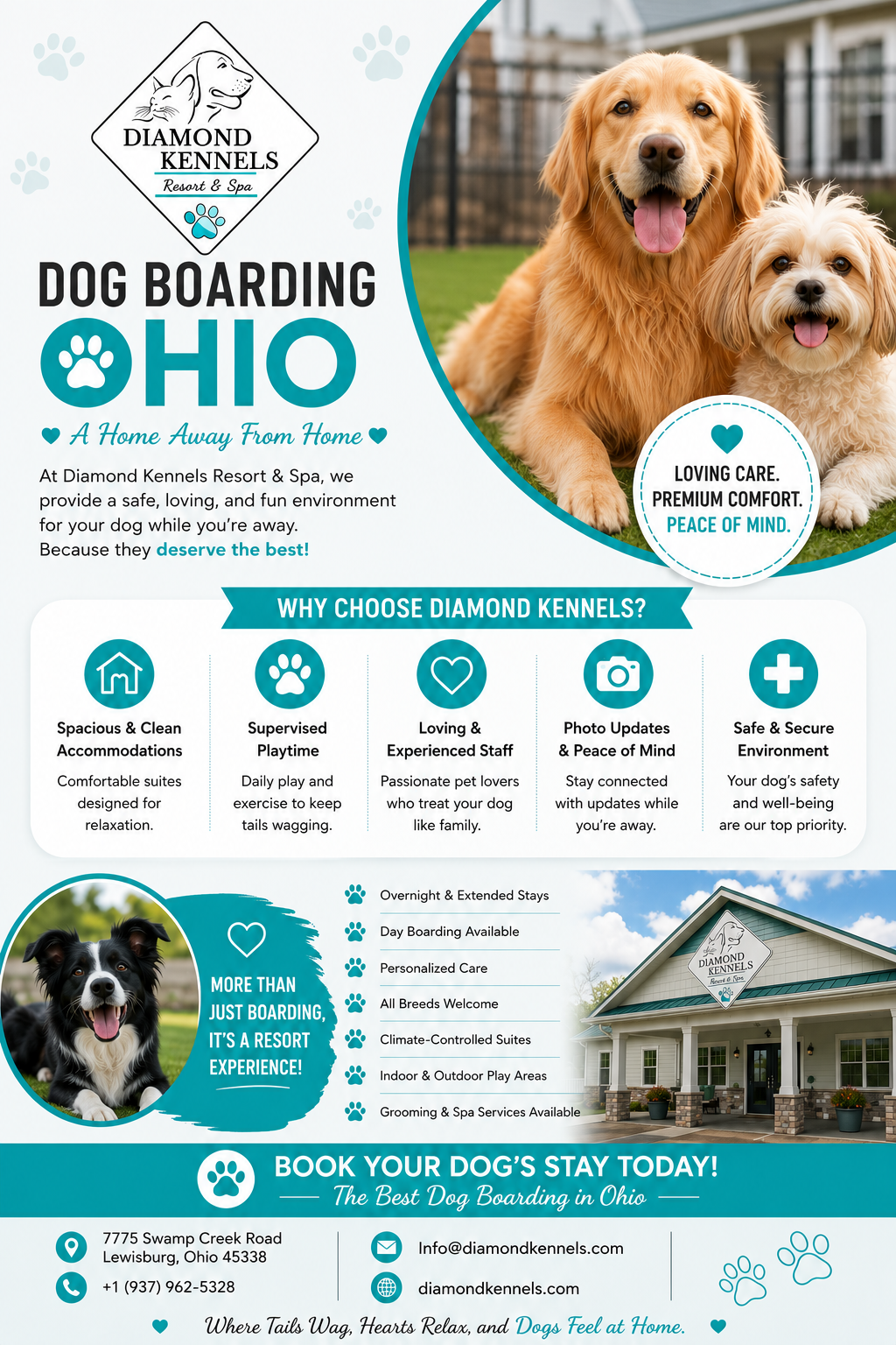 Dog Boarding Ohio | Safe, Comfortable Pet Care at Diamond Kennels