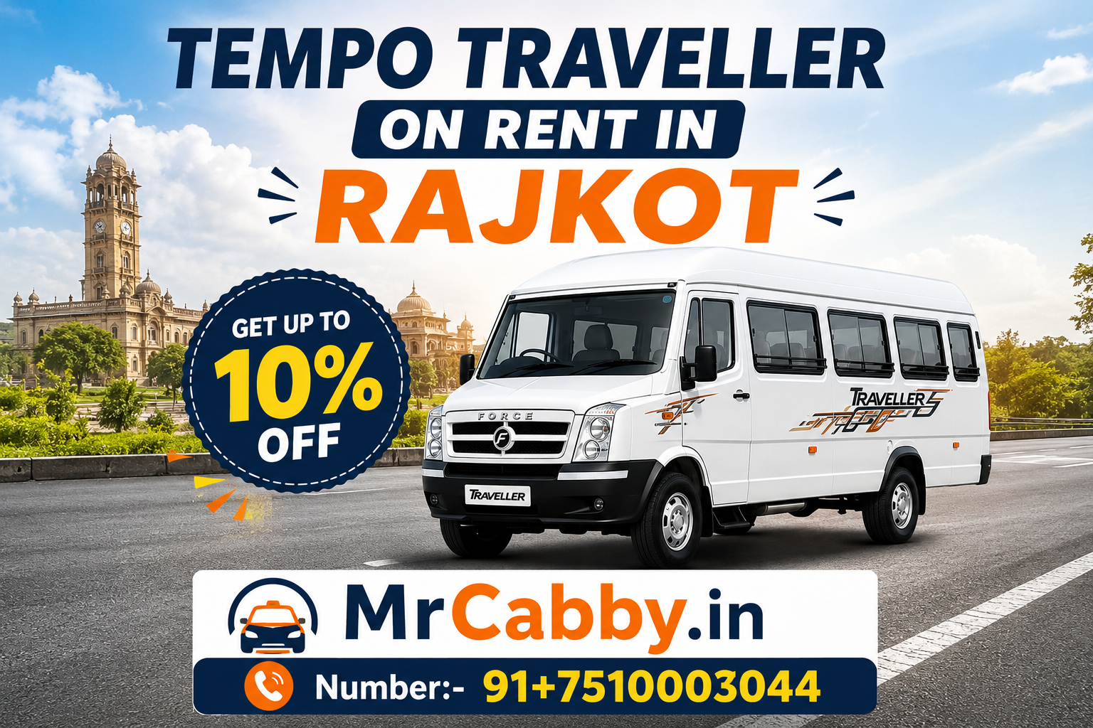 Hire MrCabby Tempo Traveller in Rajkot for Weddings, Tours and Events