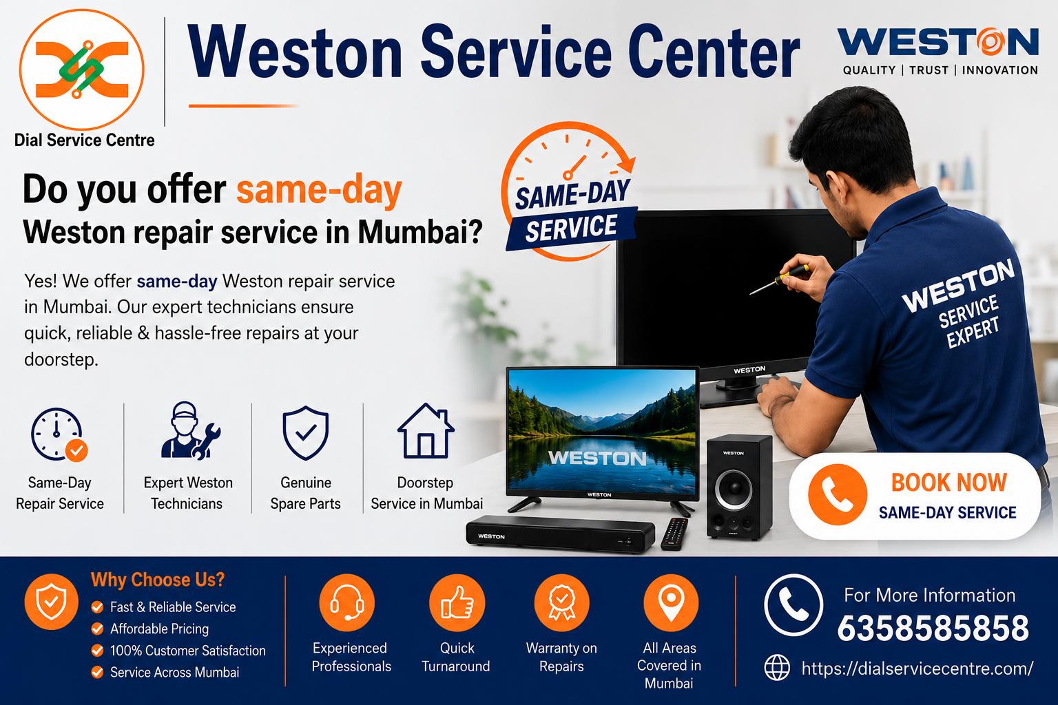 Can I get same-day service support from the Weston Service Center?