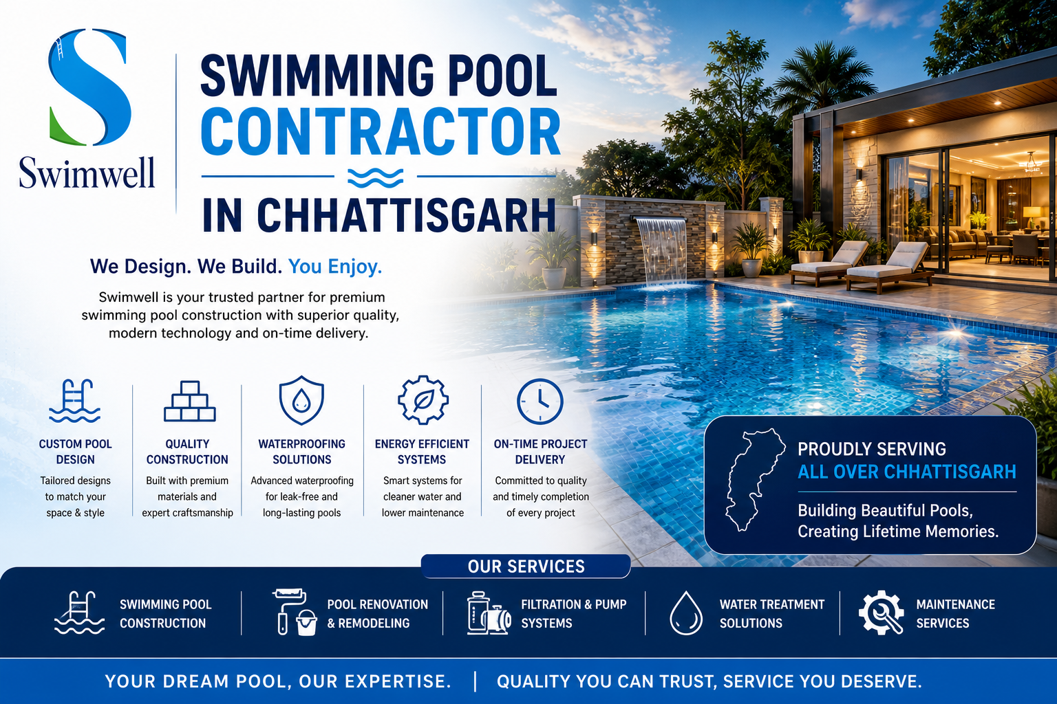 Do Swimming Pool Contractors in Chhattisgarh Provide Turnkey Solutions?