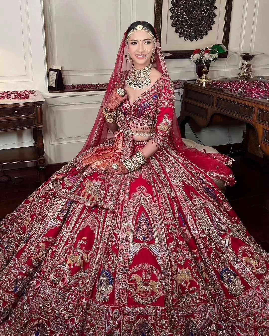 Her dupatta framed her face like a crown, and for a moment, she looked less like a bride and more like a princess waiting to step into her destiny