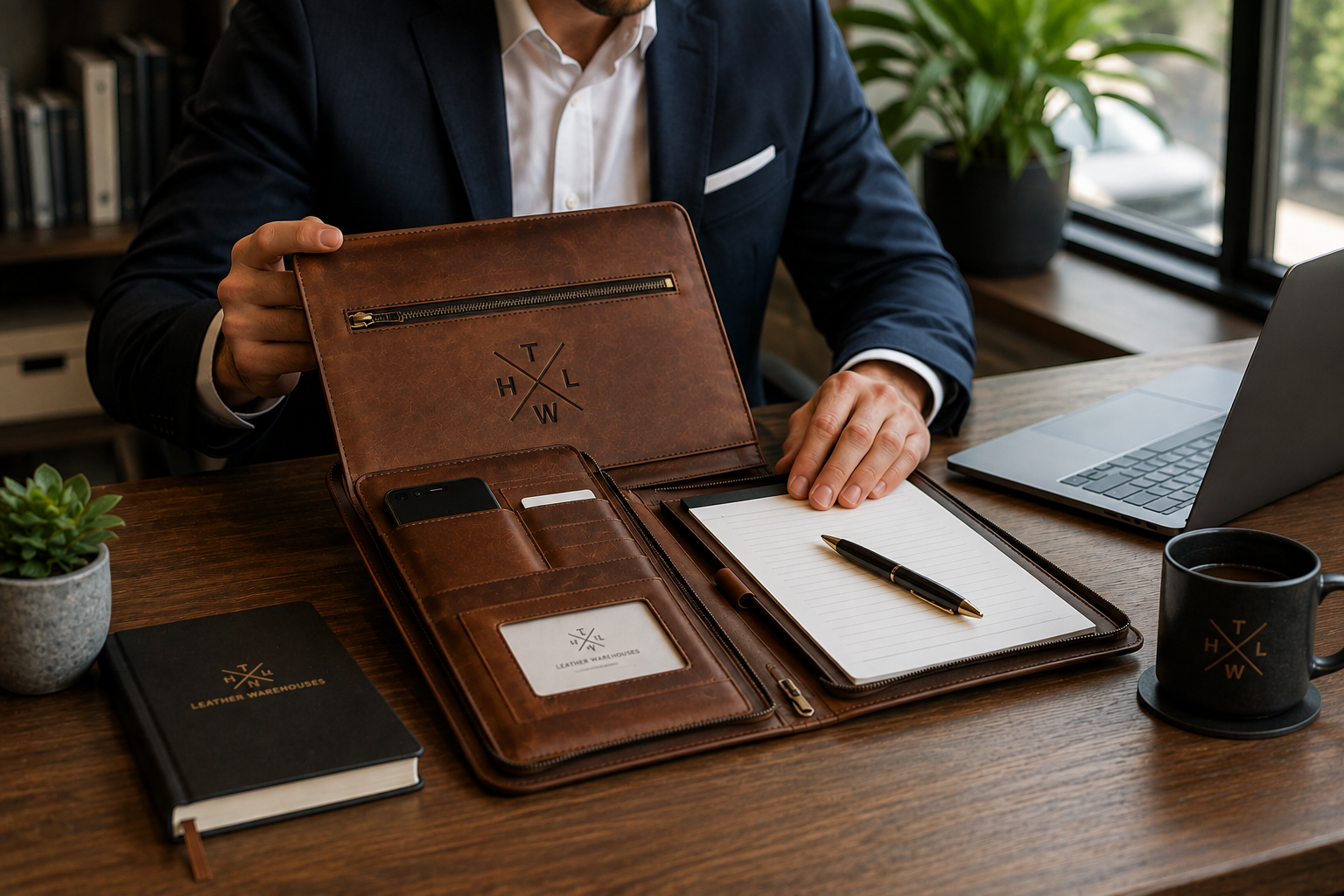 Personalized Leather Portfolio for a Polished Work Setup