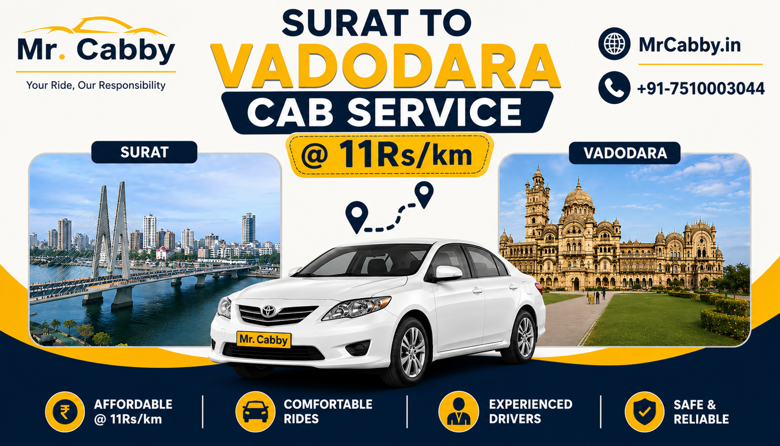 MrCabby Surat to Vadodara Cab Service with Luxury Ride Experience