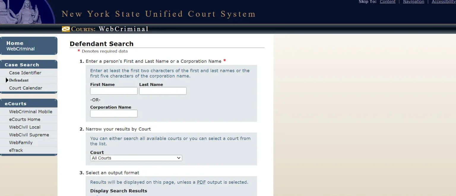 Defendant Search