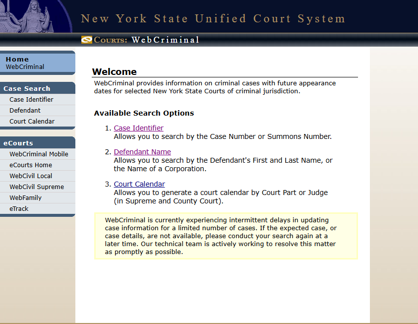 WebCrims: NY Defendant Search, Court Dates & Inmate Lookup