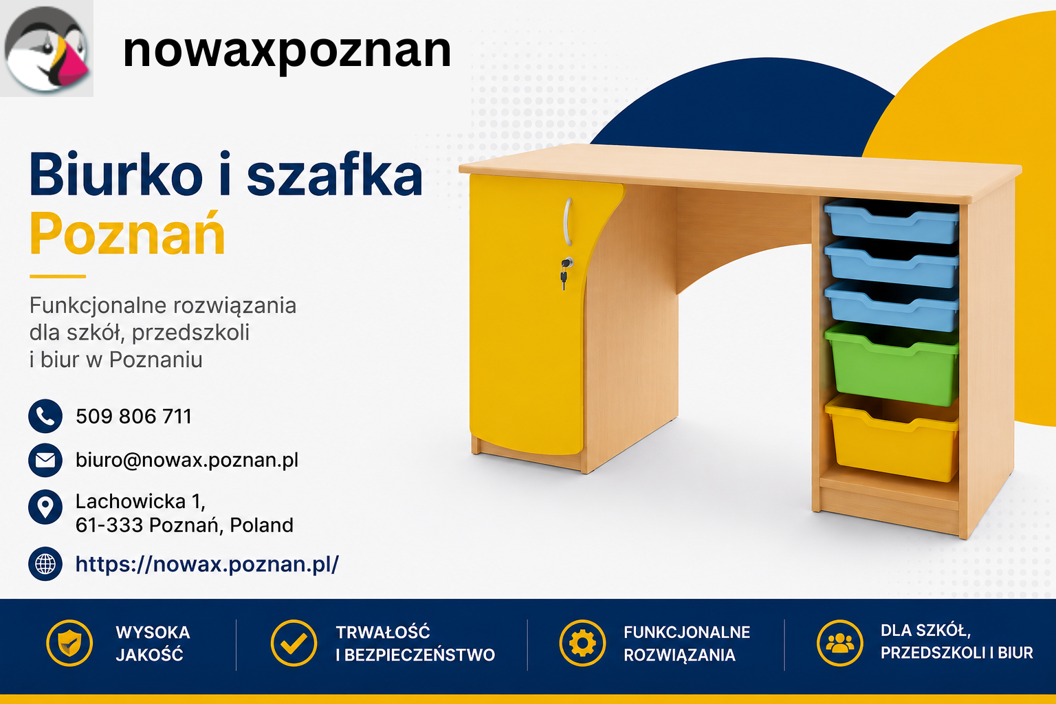 Biurko i szafka Poznań funkcjonalne meble do szkół i biur