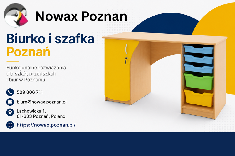 Biurko i szafka Poznań funkcjonalne meble do szkół i biur