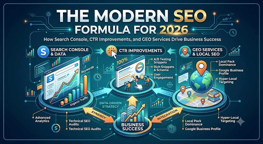 The Modern SEO Formula for 2026: How Search Console, CTR Improvements, and GEO Services Drive Business Success
