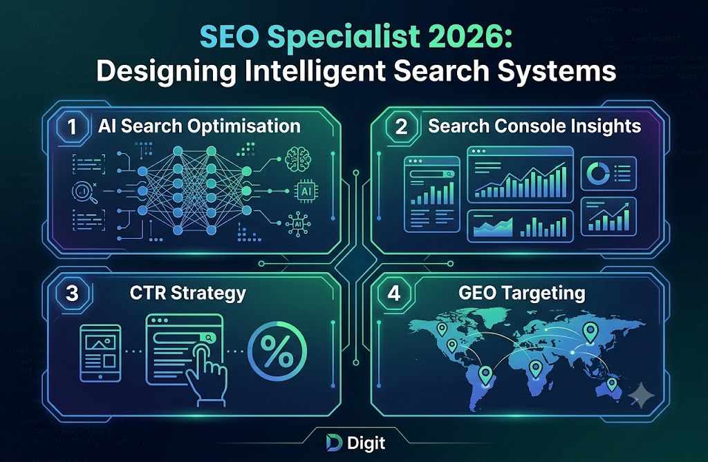 SEO Specialist 2026: Designing Intelligent Search Systems with AI Search Optimisation, Search Console Insights, CTR Strategy, and GEO Targeting