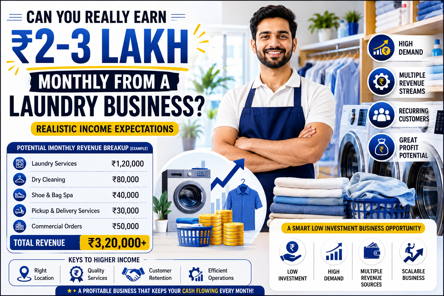 Laundry Business Profit in India: Can You Really Earn ₹2–3 Lakh Per Month?