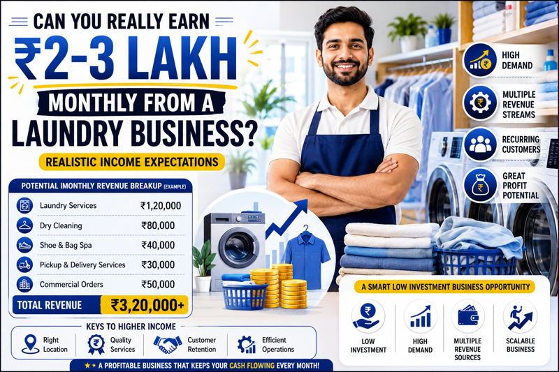 Laundry Business Profit in India: Can You Really Earn ₹2–3 Lakh Per Month?