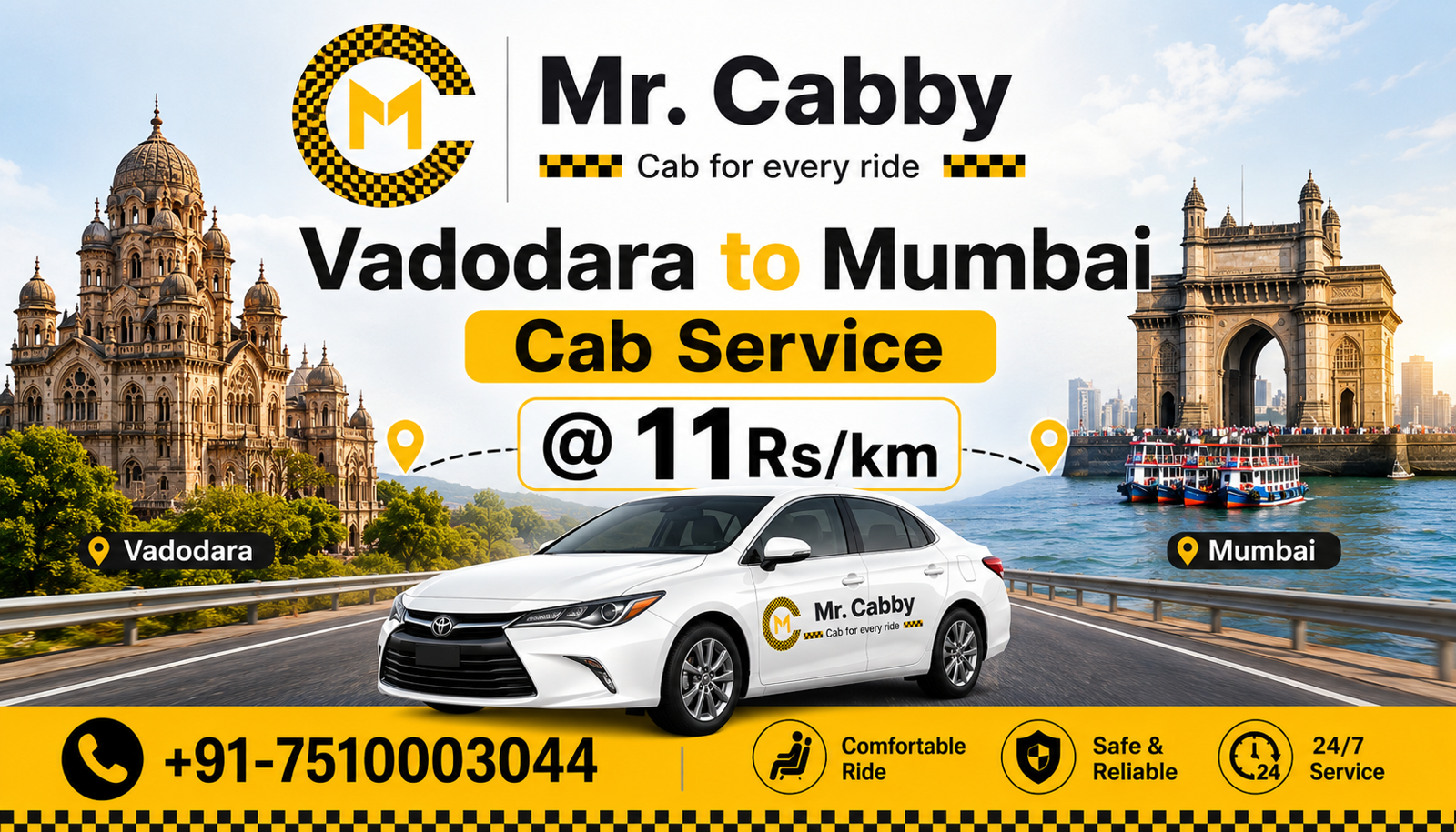 Vadodara to Mumbai Taxi Service: Distance, Fare, and Travel Tips