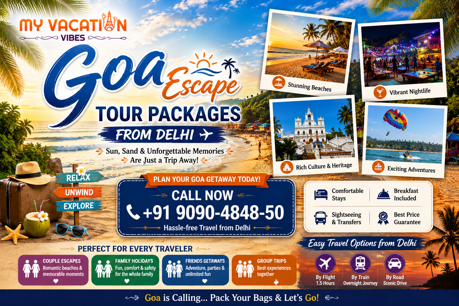 Best Goa Escape Tour Packages from Delhi for Couples, Families & Friends