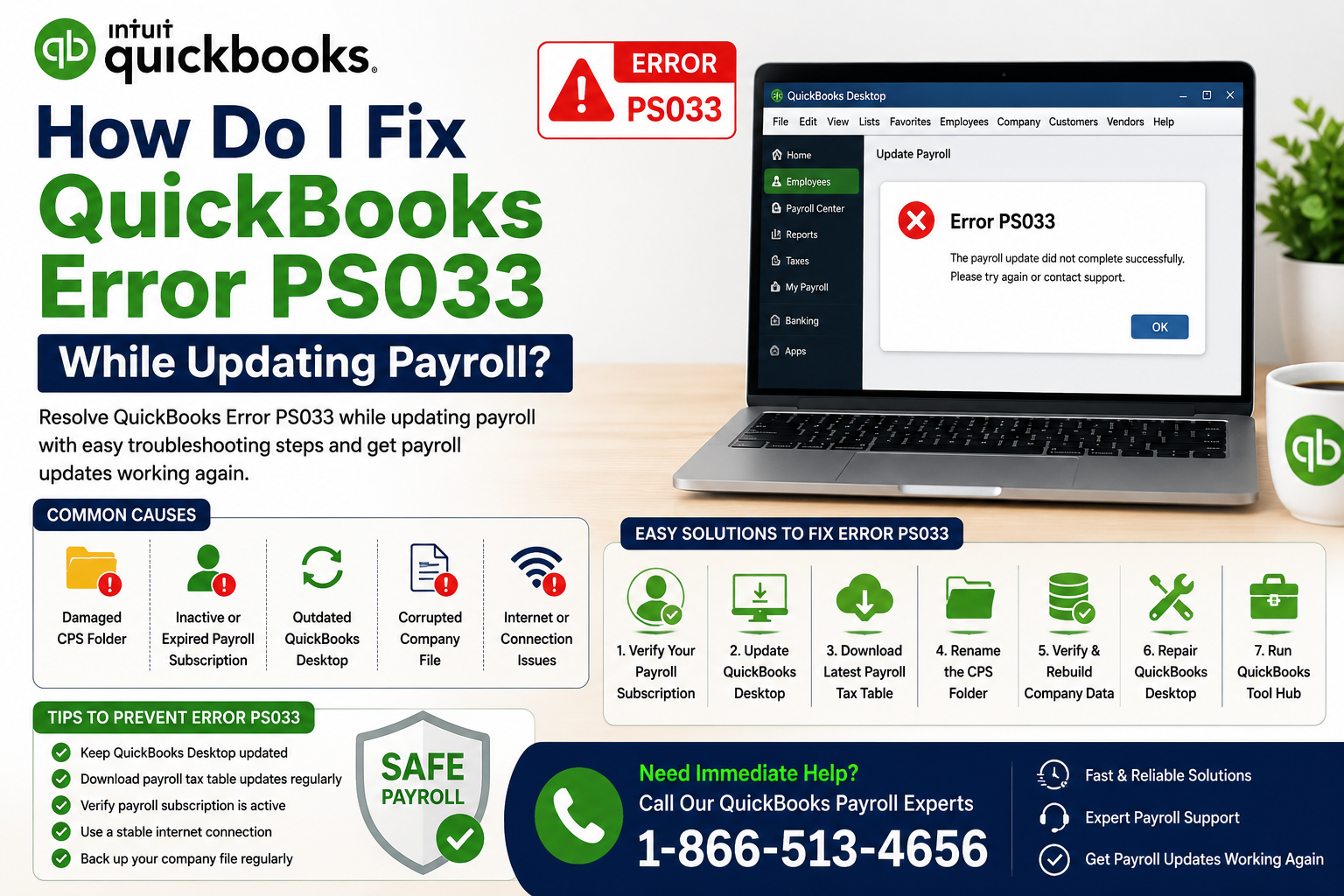 How do I fix QuickBooks Error PS033 while updating payroll?