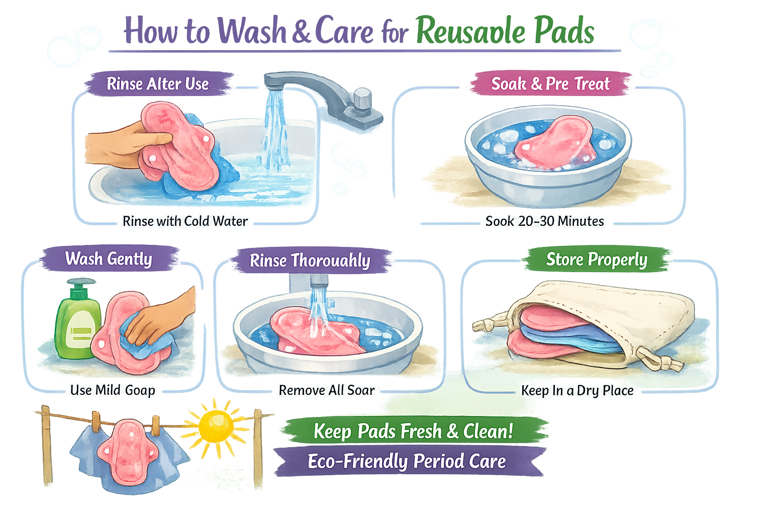 How to Wash and Care for Reusable Pads Properly
