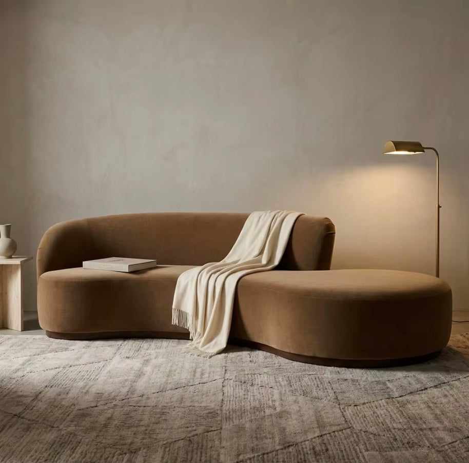 Curved velvet chaise Sofa