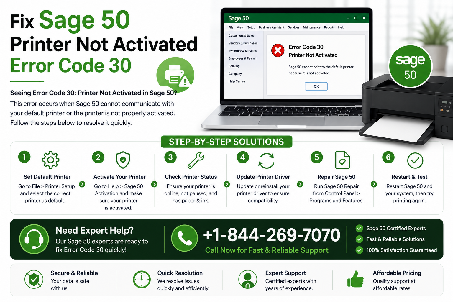 How Do I Fix Sage 50 Printer Not Activated Error Code 30?