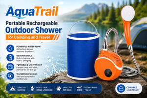AquaTrail Rechargeable Shower System for Travel and Adventure