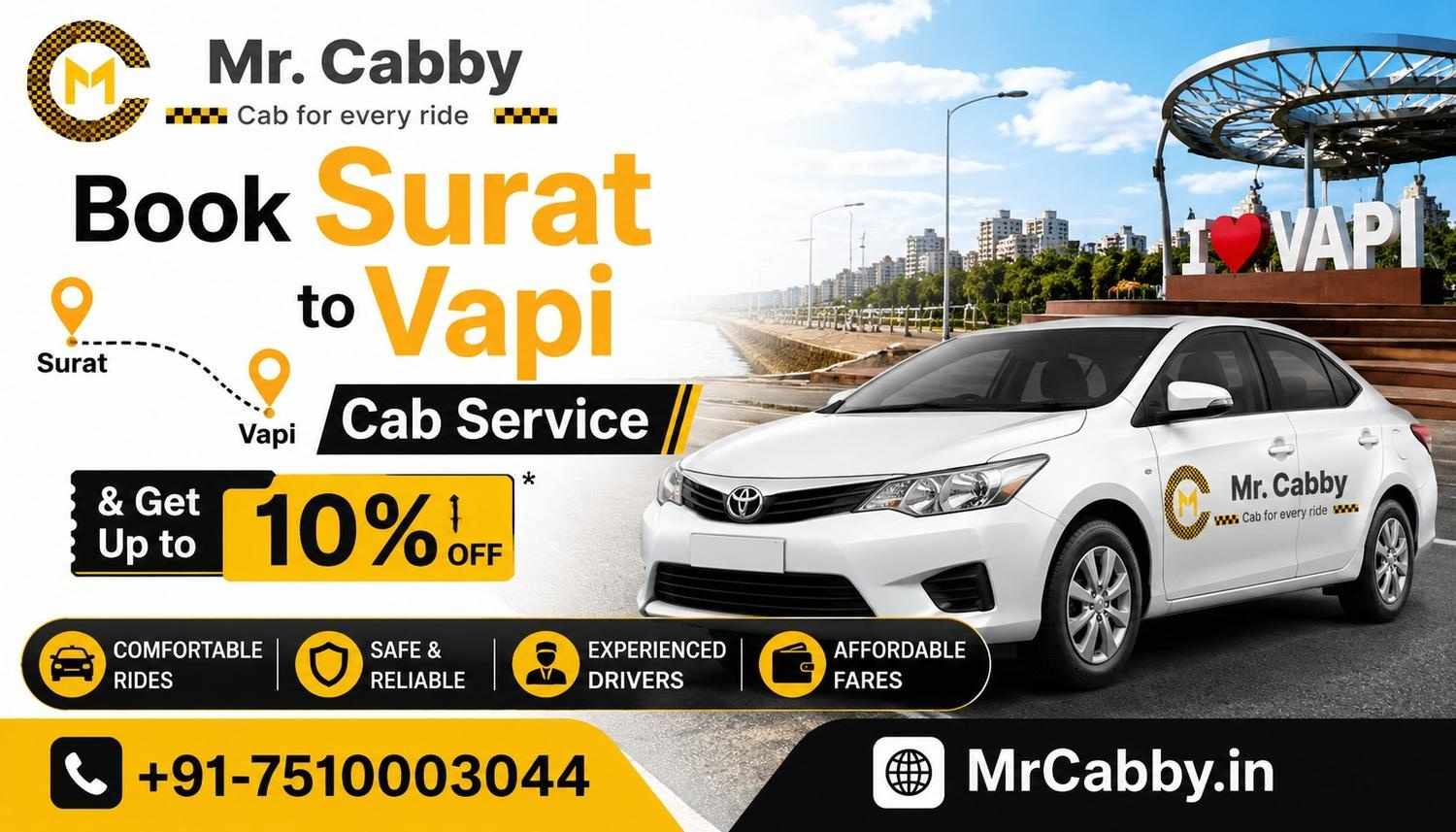Best Surat to Vapi Taxi Service – Book with MrCabby for the Best Ride