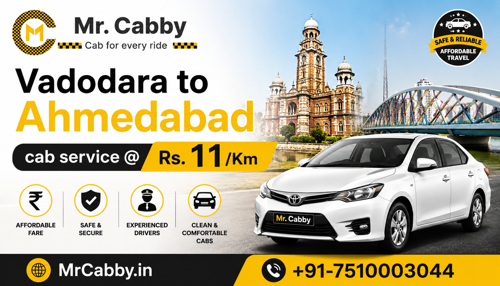 Benefits of Choosing a Vadodara to Ahmedabad Cab Service for Safe and Affordable