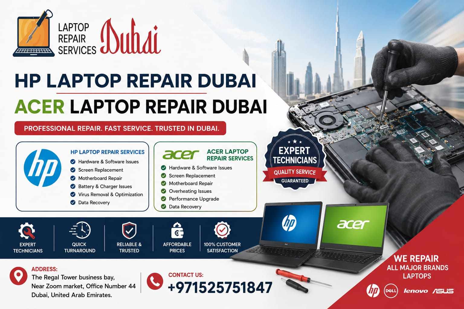 Need HP or Acer Service Center in Dubai?