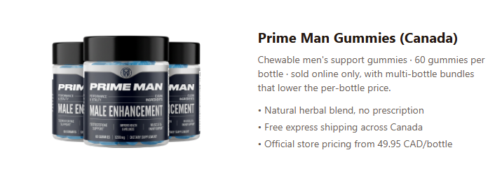 Prime Man Gummies Canada Reviews (BREAKING REPORT): Must-Read Warnings, Ingredients, Benefits & Real Results !!