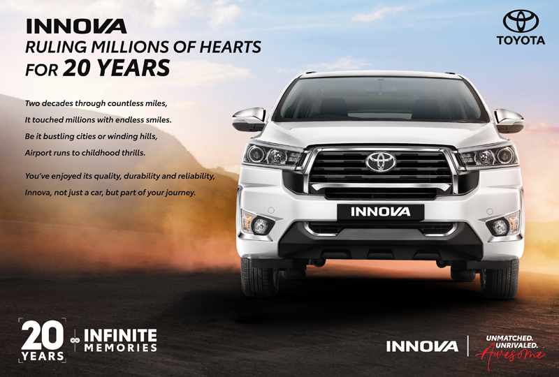 Toyota Innova Completes 20 Glorious Years in India – Trusted by Over 1.2 Million Customers!