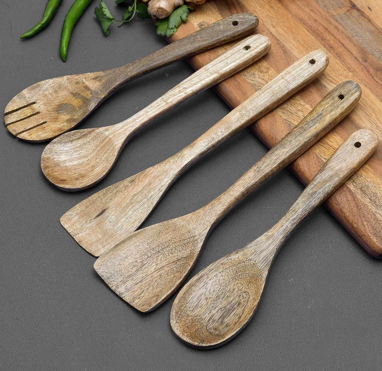 Mango Wood Spatulas Set of 5