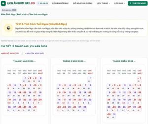 Lịch Âm Hôm Nay - Lịch Vạn Niên Chính Xác