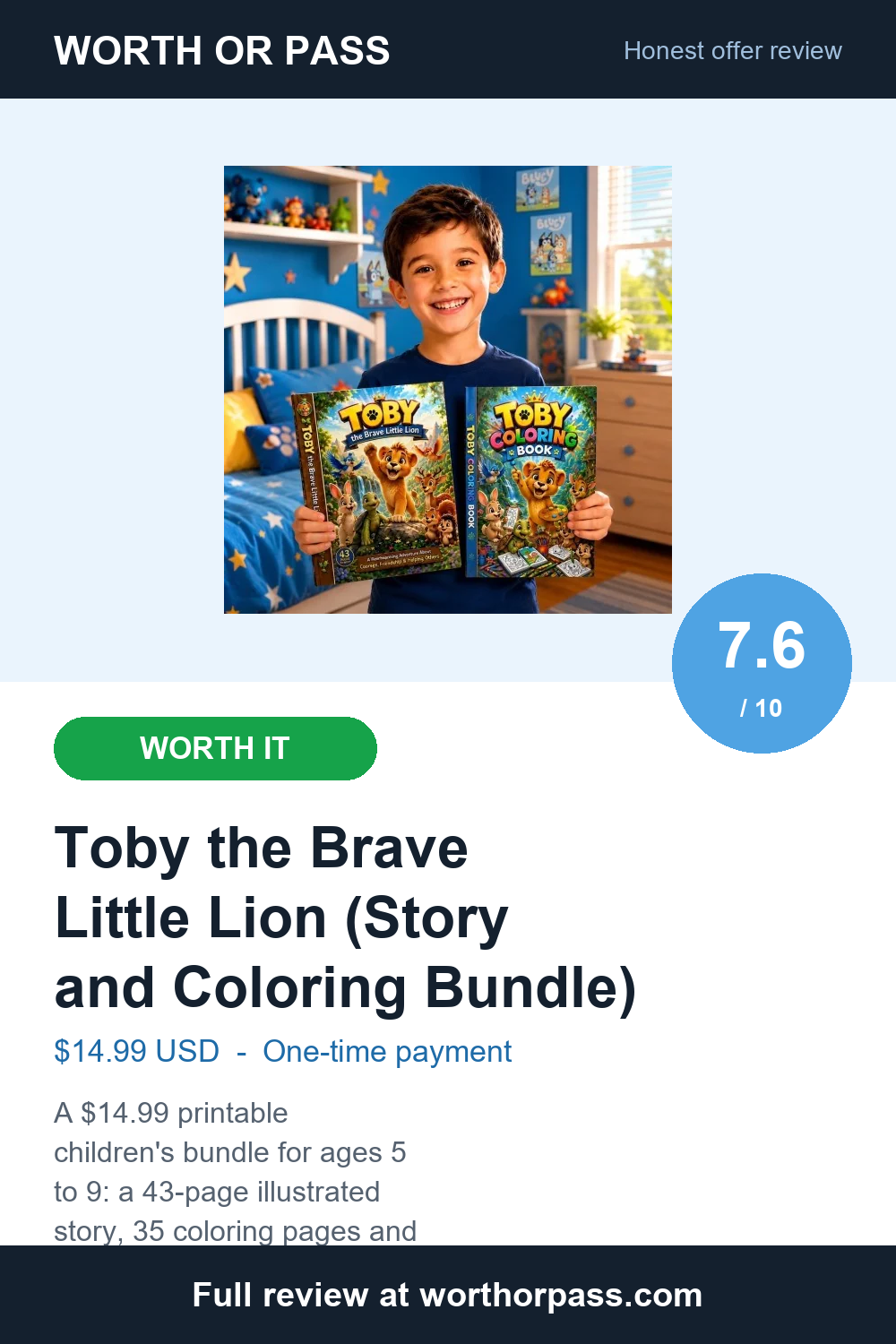 Toby the Brave Little Lion Review: $14.99