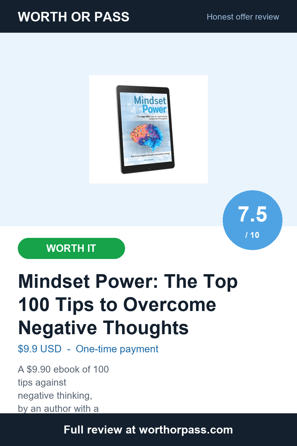 Mindset Power: Top 100 Tips Review: $9.90
