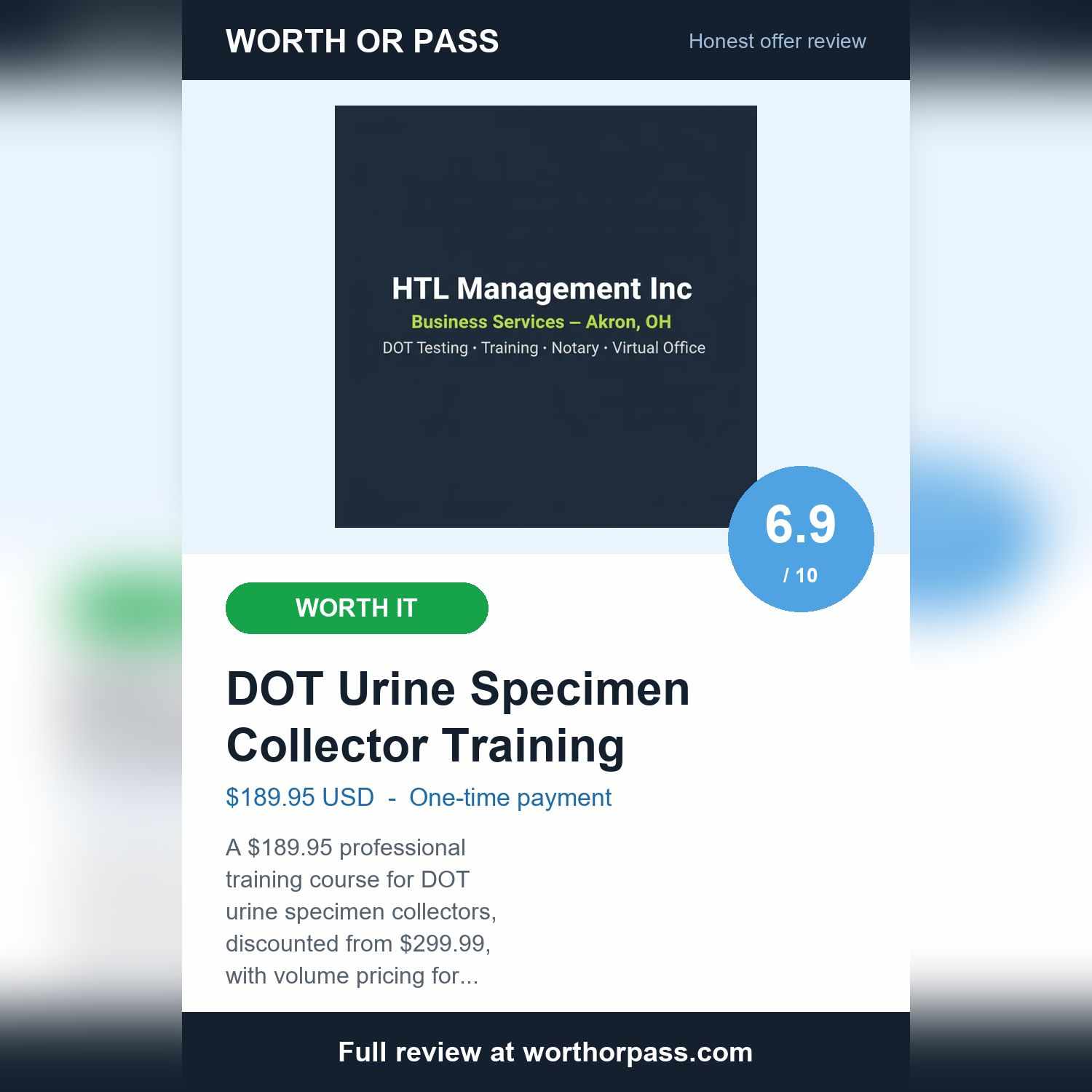 DOT Urine Collector Training: $189.95